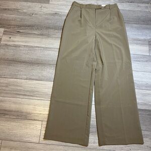 ZARA Beige Straight Leg Trousers Size L High Waist Work Pants Dress Slacks Chic